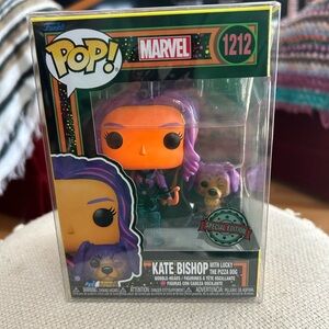 Marvel 1212 Kate Bishop with Lucky the Pizza Dog Blacklight Funko Pop! Vinyl